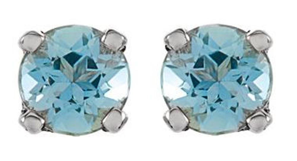 Created  Blue Zircon Youth Earrings, Rhodium-Plated 14k White Gold
