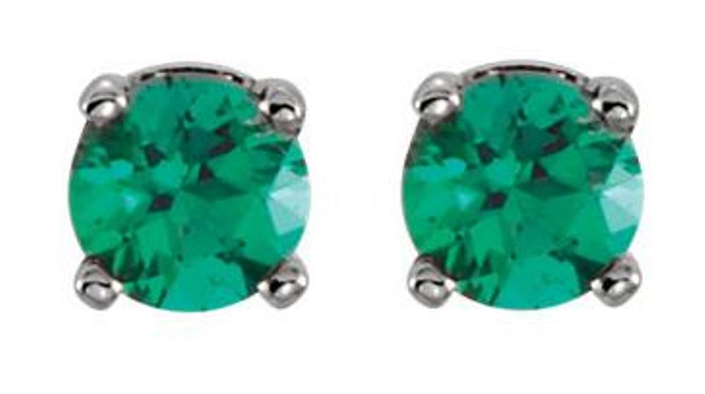 Created  Emerald Youth Earrings, Sterling Silver
