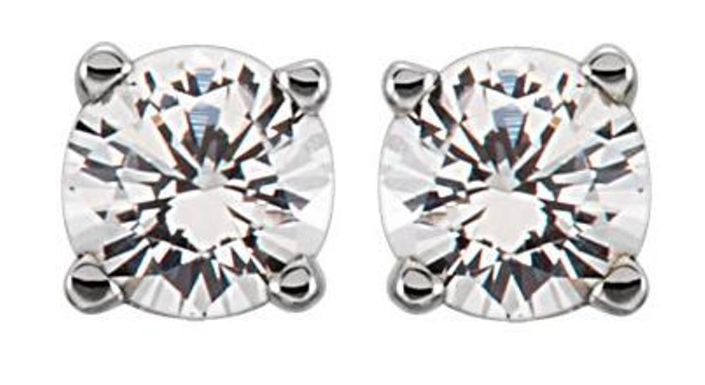 Genuine Diamond Youth Earrings, Rhodium-Plated 14k White Gold 
