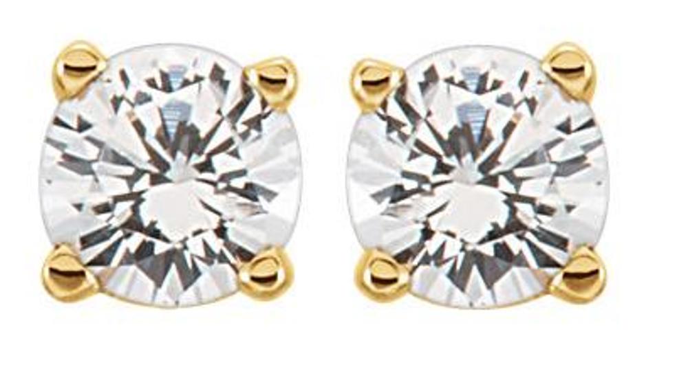 Genuine Diamond Youth Earrings, 14k Yellow Gold 
