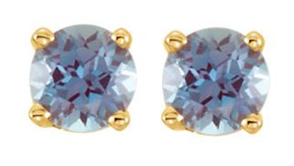 Genuine Alexandrite Youth Earrings ,14k Yellow Gold
