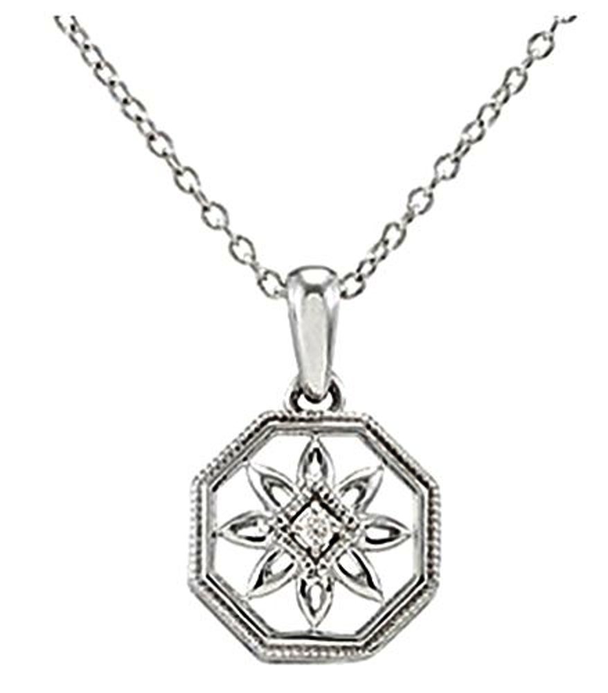 Diamond Octagon Vintage Style Filigree Flower STER