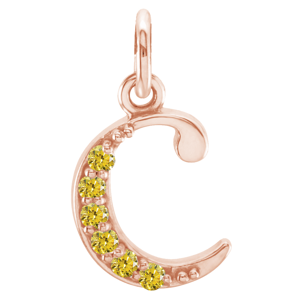 Small case Canary Yellow Round Diamond 'c' pendant.