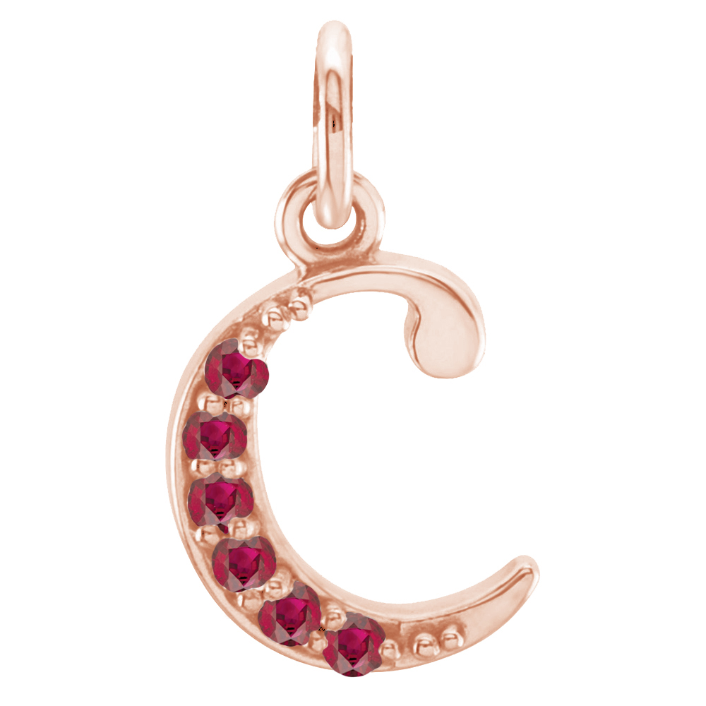 Small case Diamond-cut A Ruby 'c' pendant.