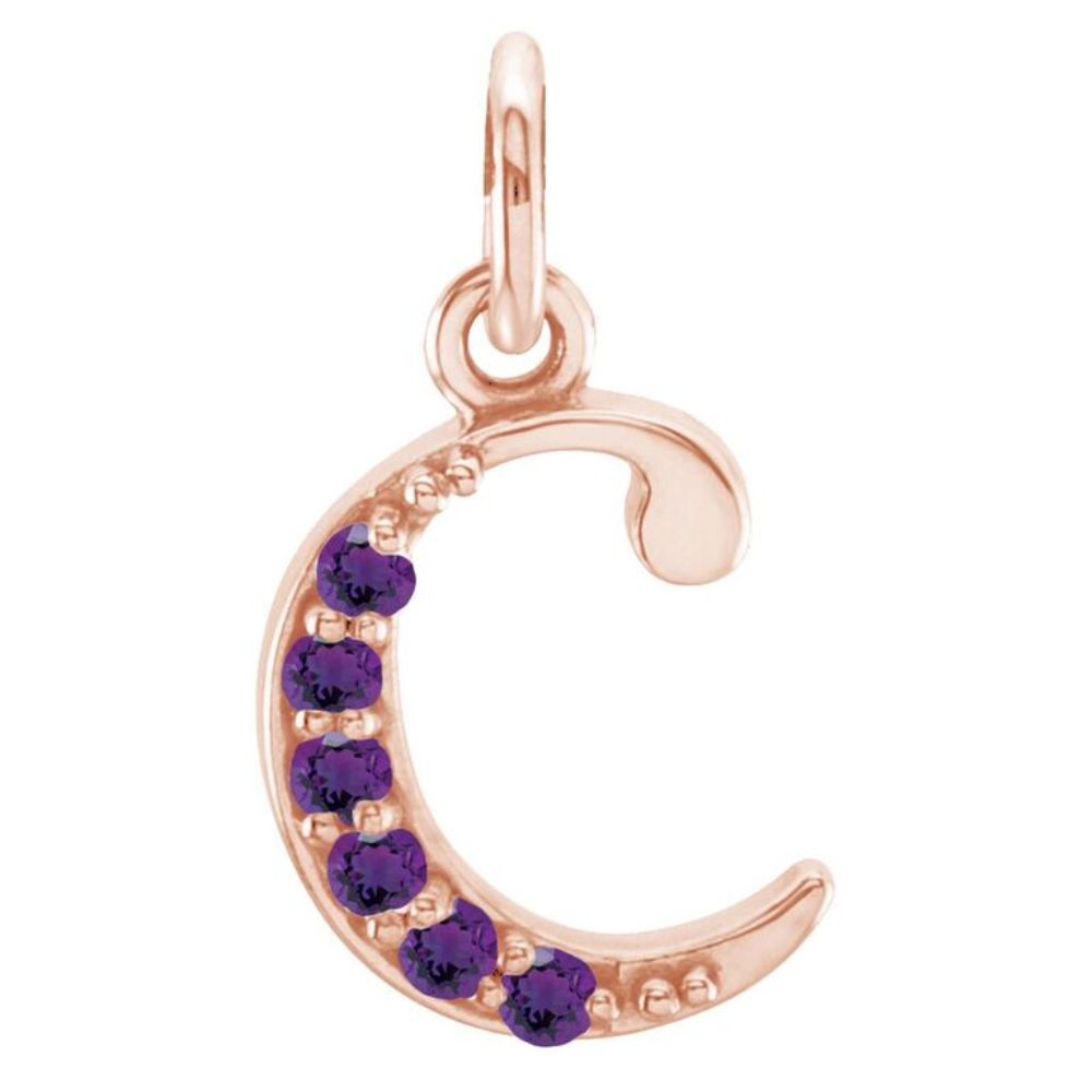 Small case AA Amethyst 'c' pendant.