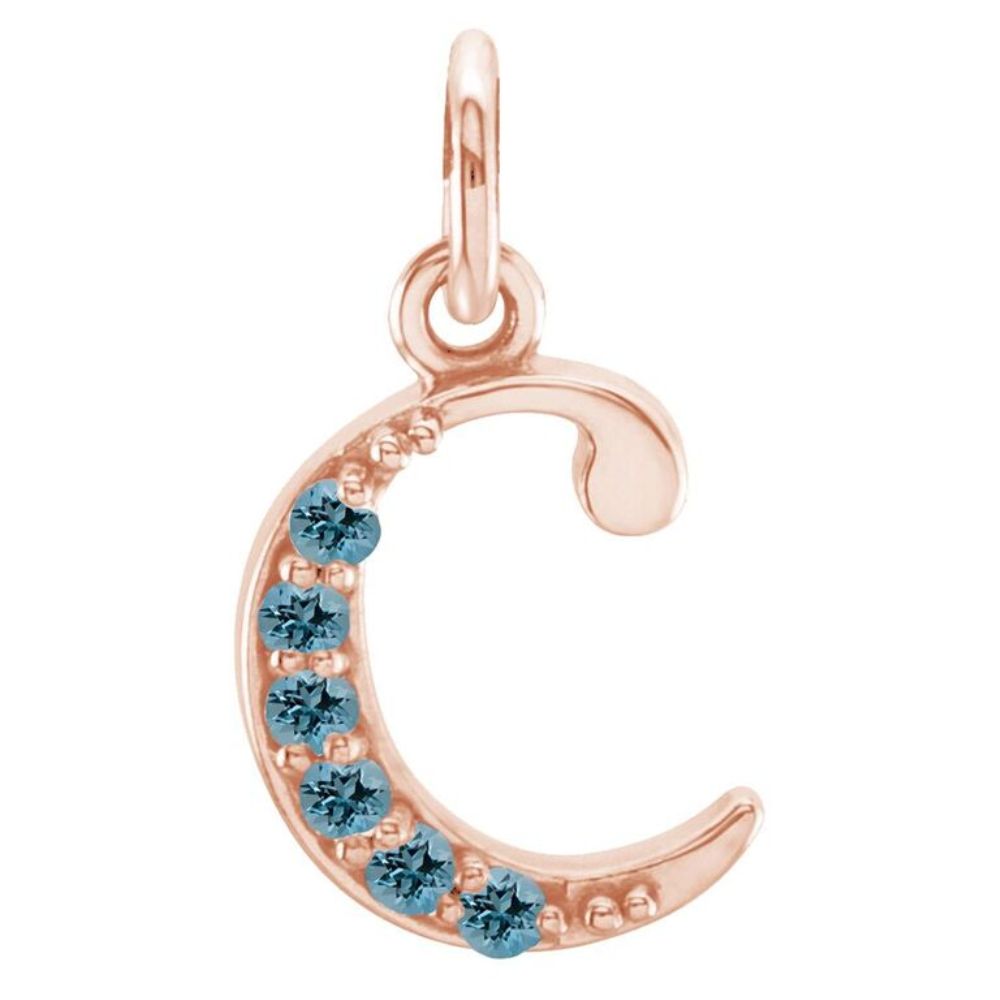 Small case AA Aquamarine 'c' pendant.