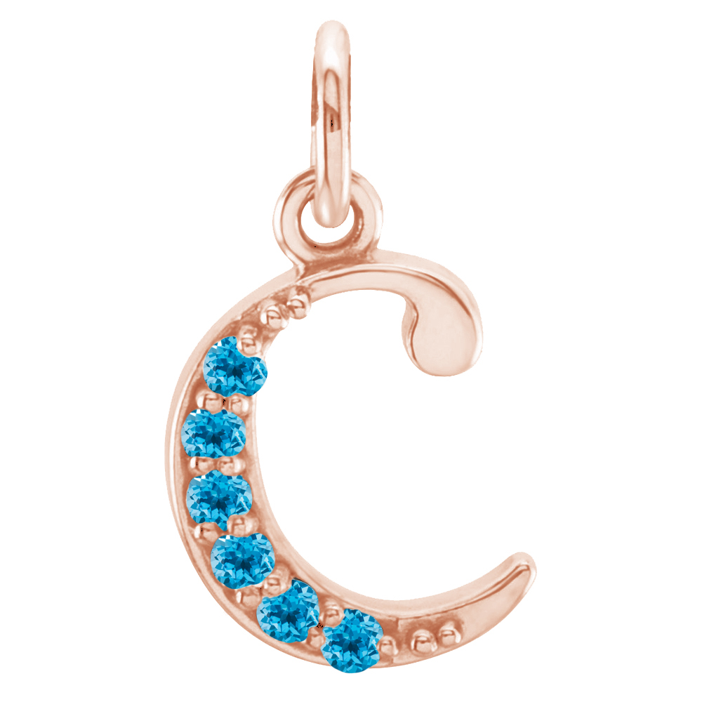 Small case Swiss Blue Topaz 'c' pendant.