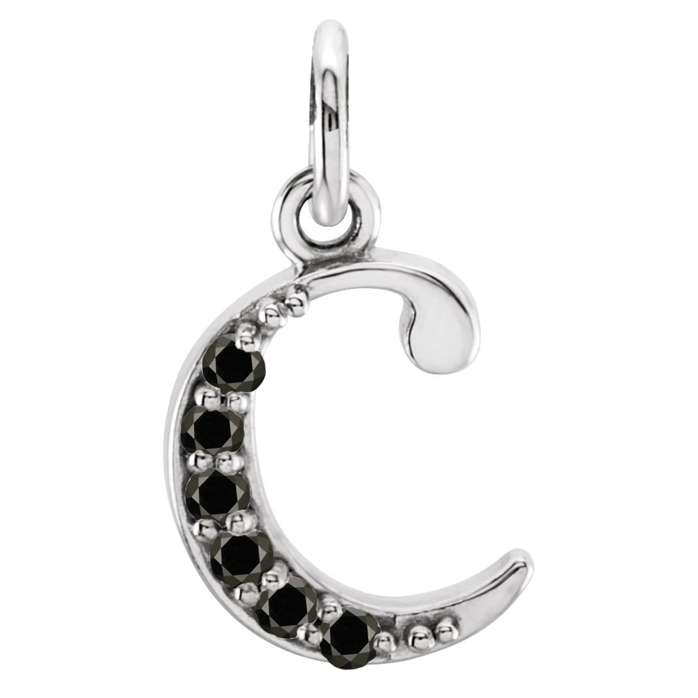 Small case Black Round Diamond 'c' pendant.