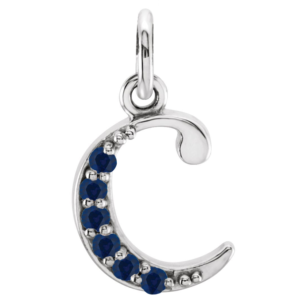 Small case blue-sapphire 'c' pendant.