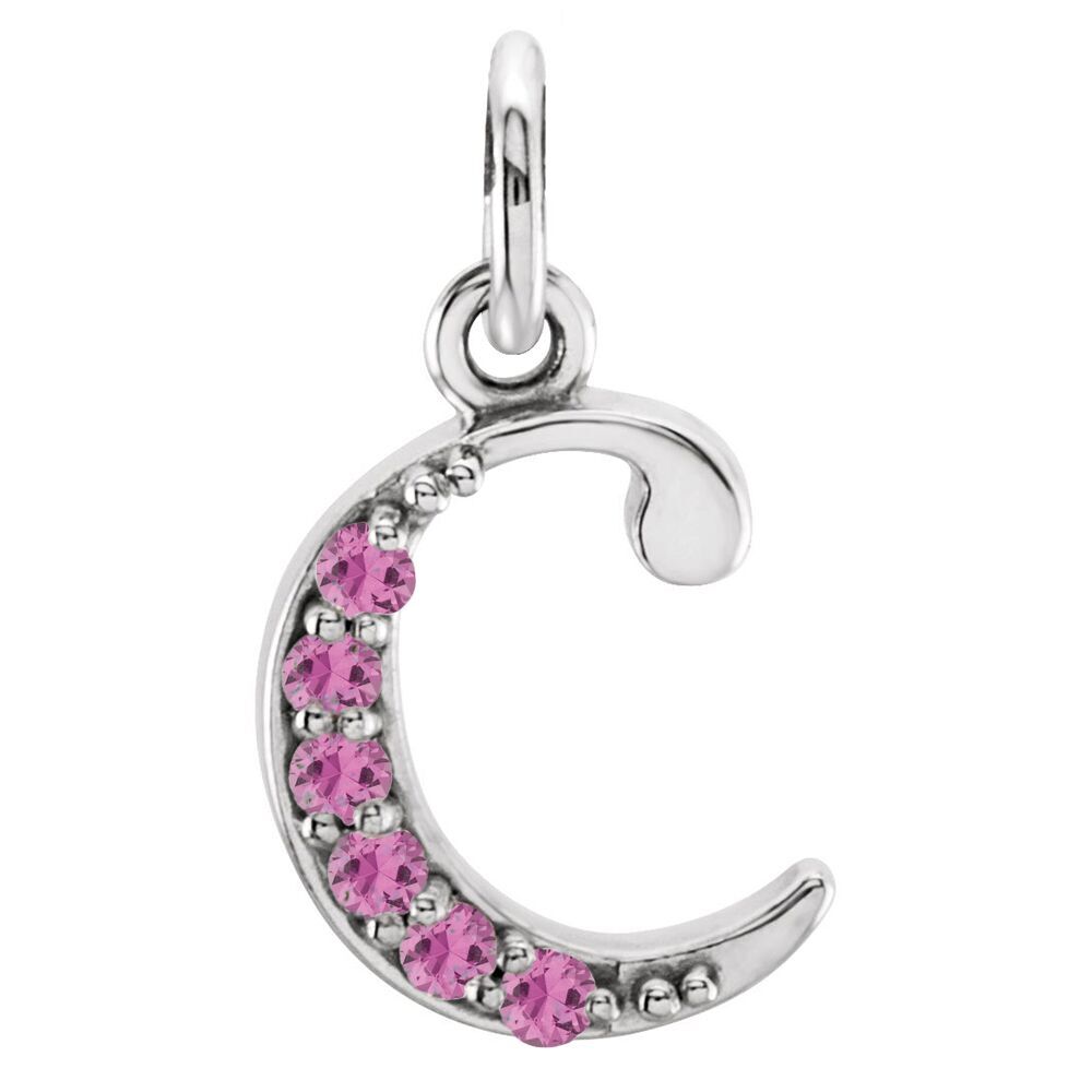 Small case Pink Sapphire 'c' pendant.