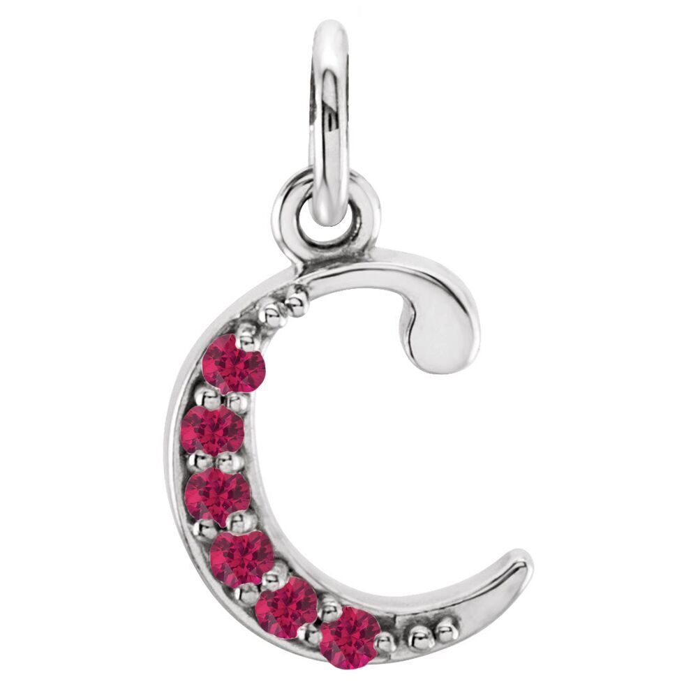 Small case Diamond-cut AA Ruby 'c' pendant.