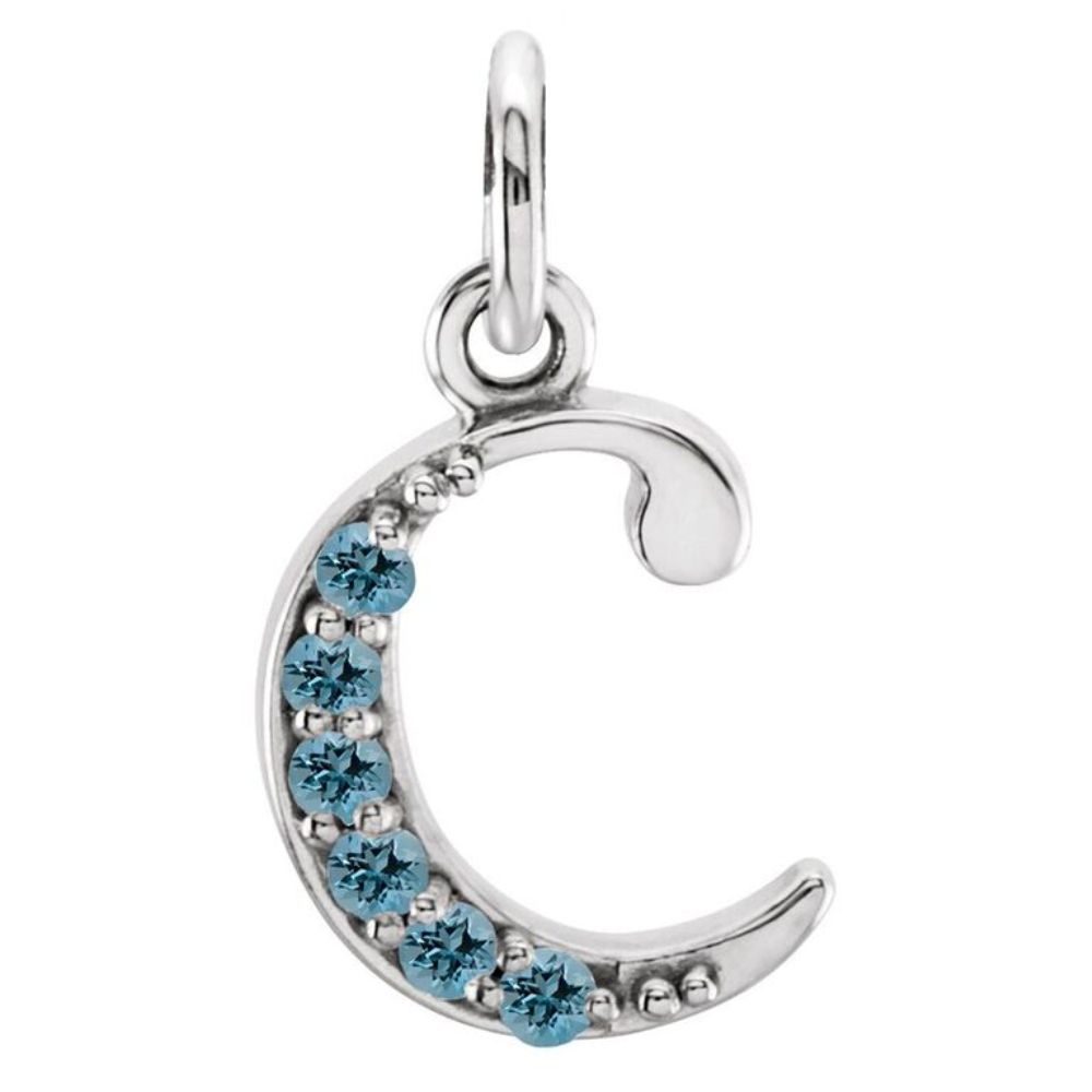 Small case AA Aquamarine 'c' pendant.