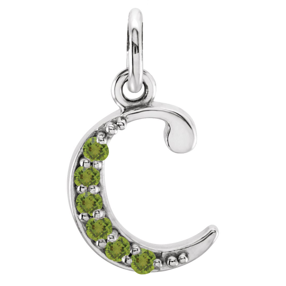 small case initial 'c' peridot pendant.