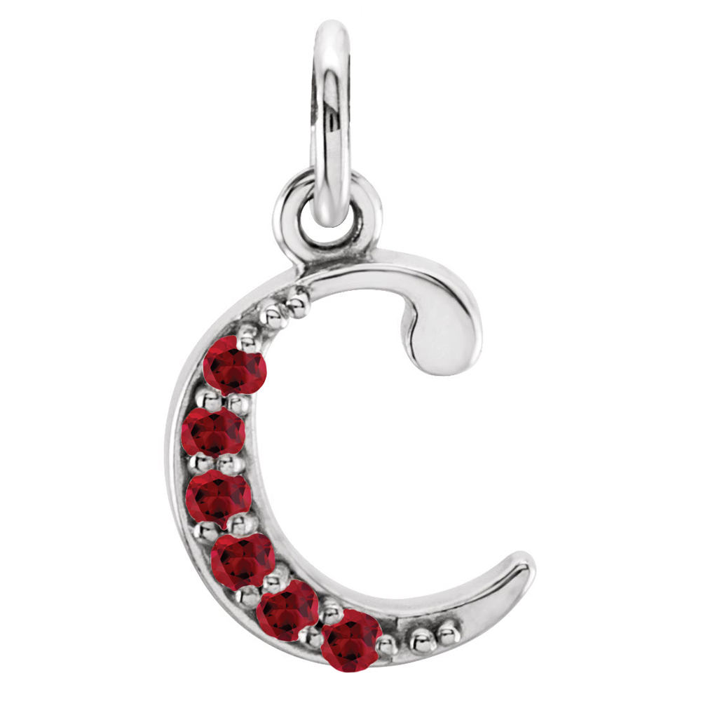 small case Round Faceted Imitation Ruby  pendant.