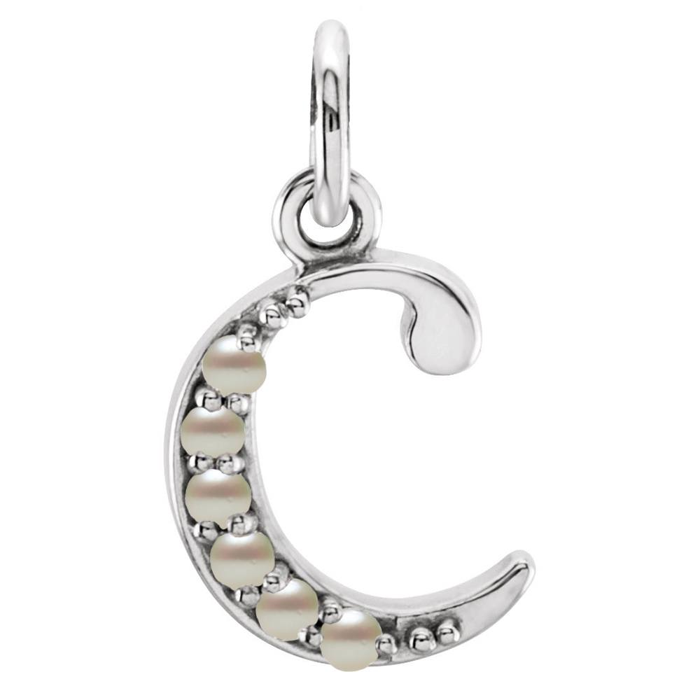 cultured pearl small case initial pendant