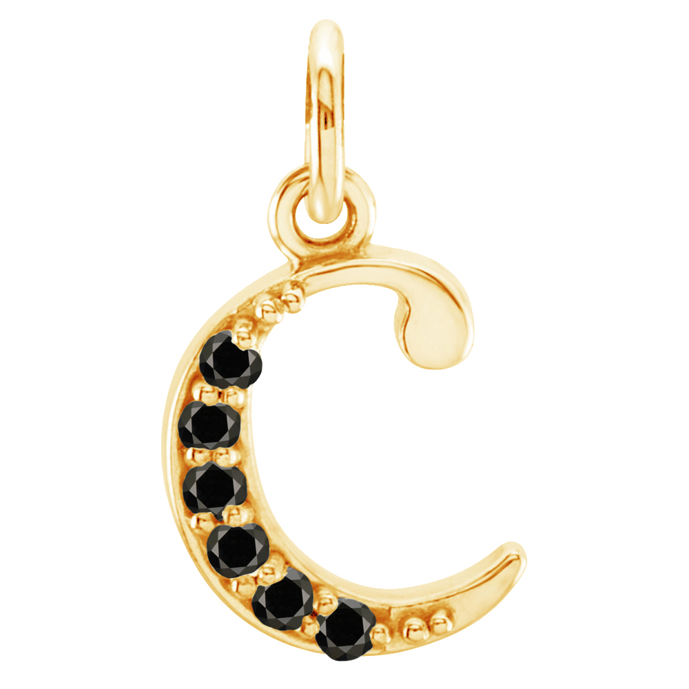 Small case Black Round Diamond 'c' pendant.