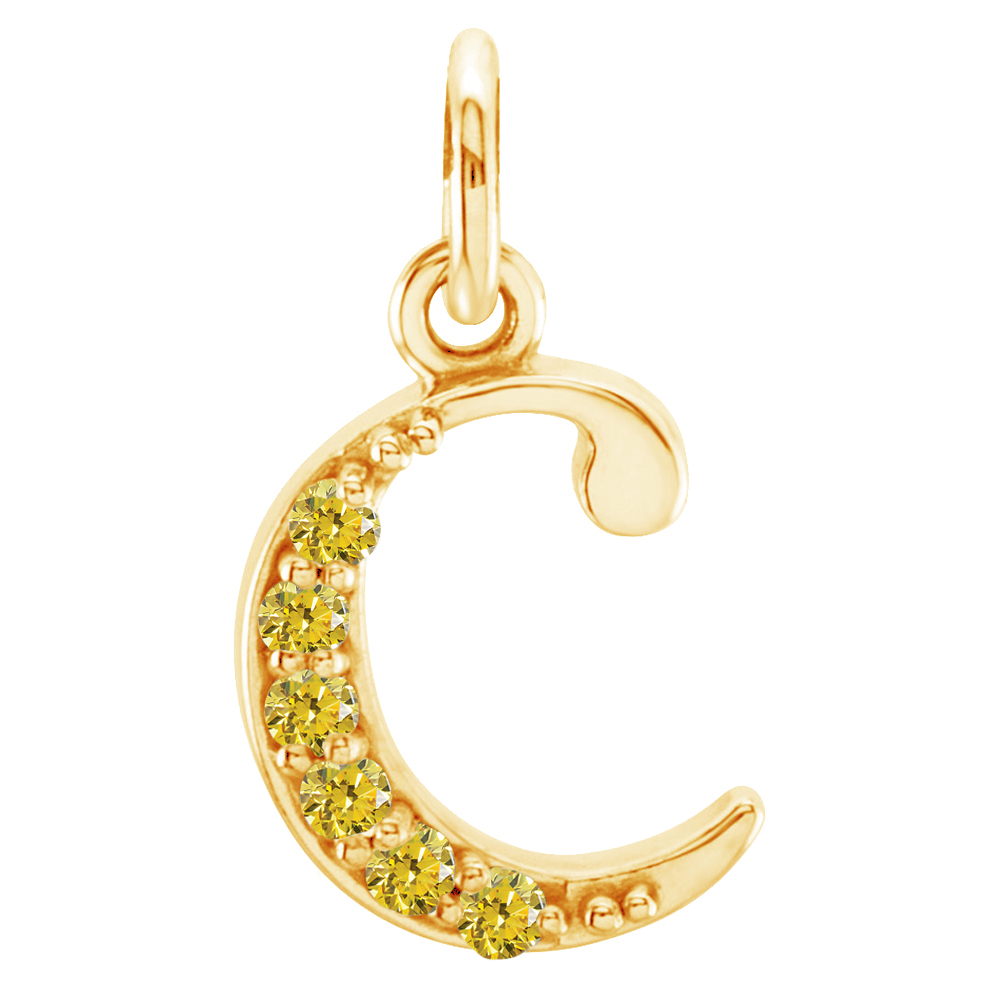 Small case Canary Yellow Round Diamond 'c' pendant.