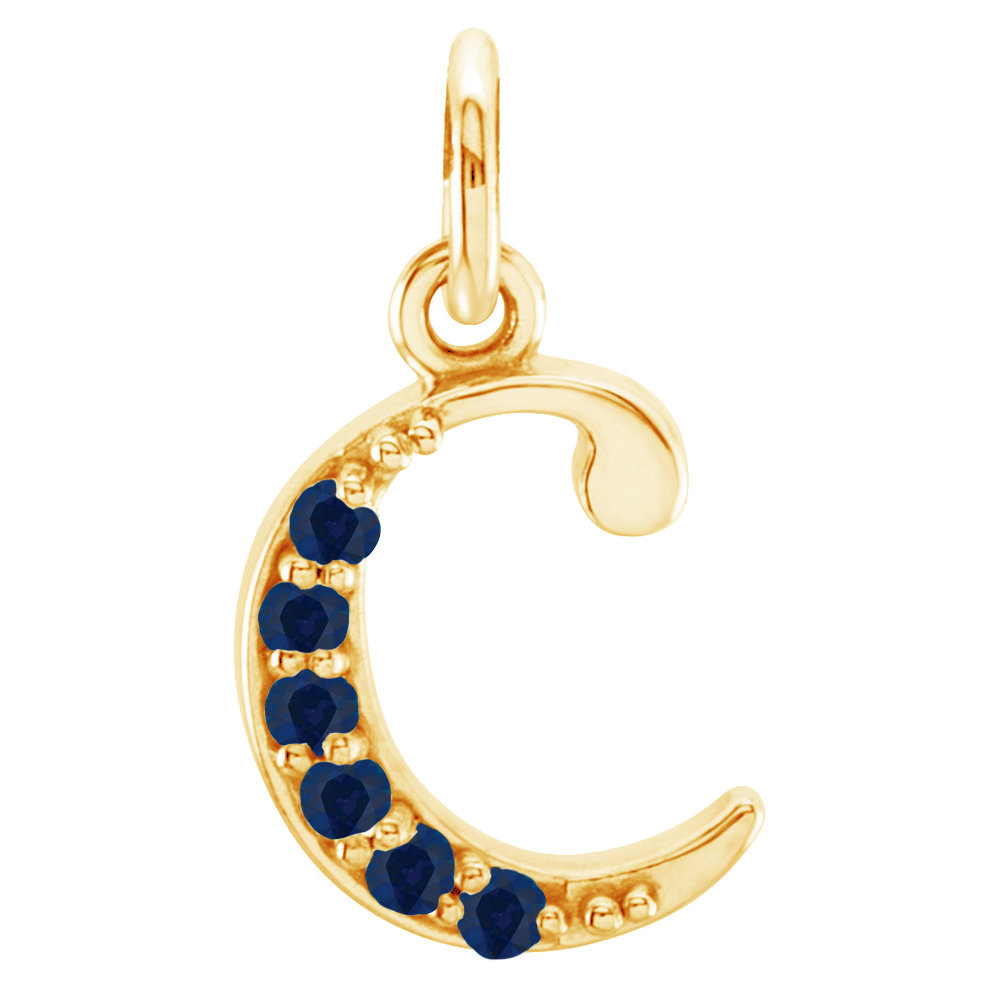 Small case blue-sapphire 'c' pendant.