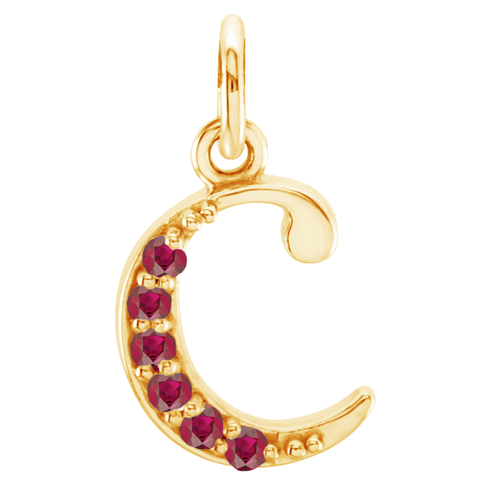 Small case Diamond-cut A Ruby'c' pendant.