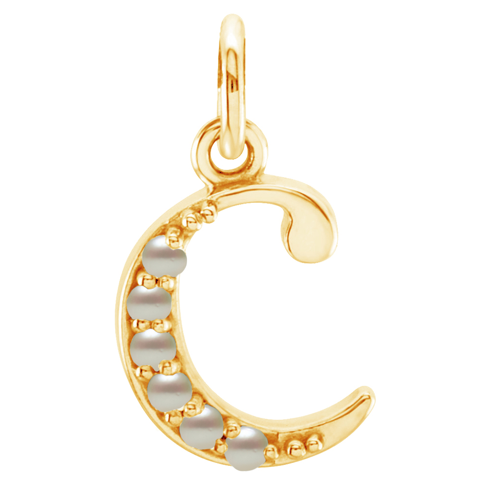 cultured pearl small case initial pendant