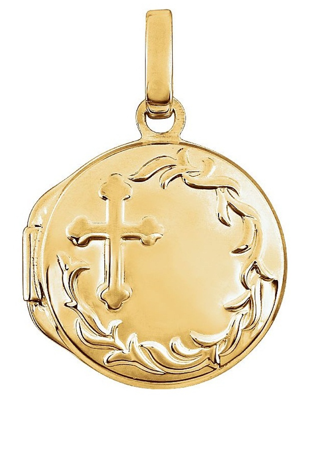 Embossed  Treflee Botonee Cross Round Cross 14k Yellow Gold