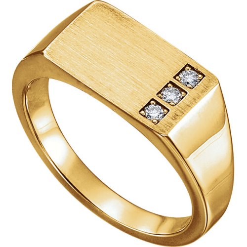 Men's Diamond Signet  Ring,14k Yellow Gold. 