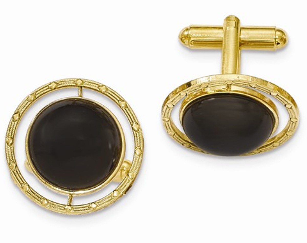 Gold-Tone Black Onyx Cuff Links