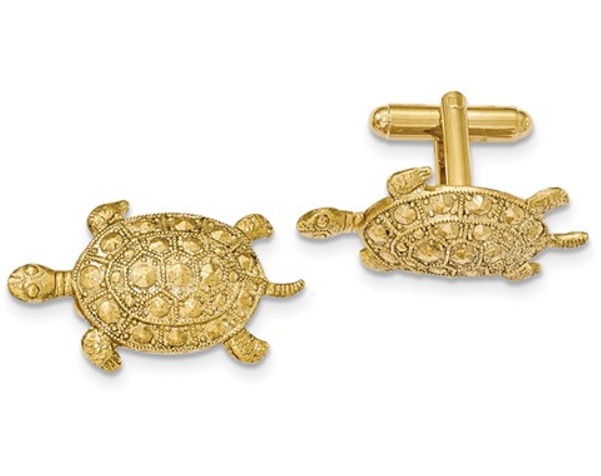 Gold-Tone Textured Turtle Cuff Links