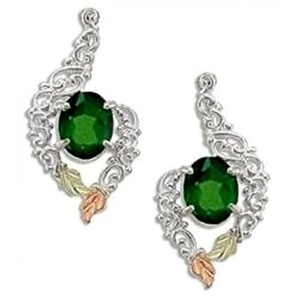 Lab Created Oval Emerald Earring