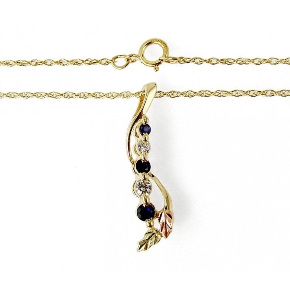 Cubic Zircon and Sapphire Pendant Necklace