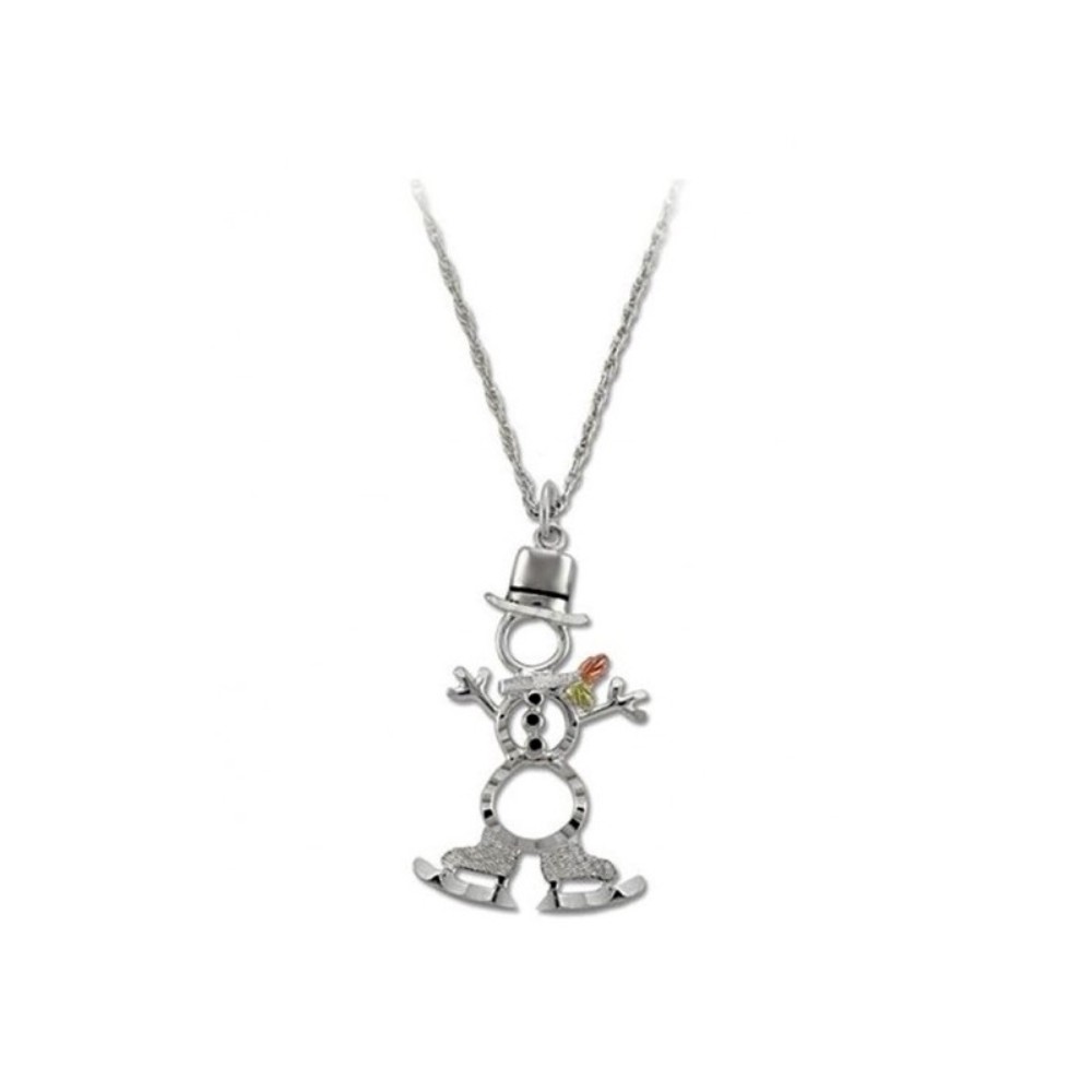 Diamond-Cut Snowman Pendant Necklace