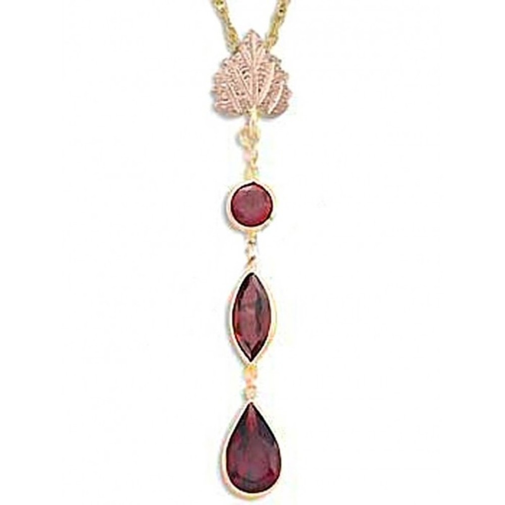 Genuine Garnet Dangle Pendant Necklace