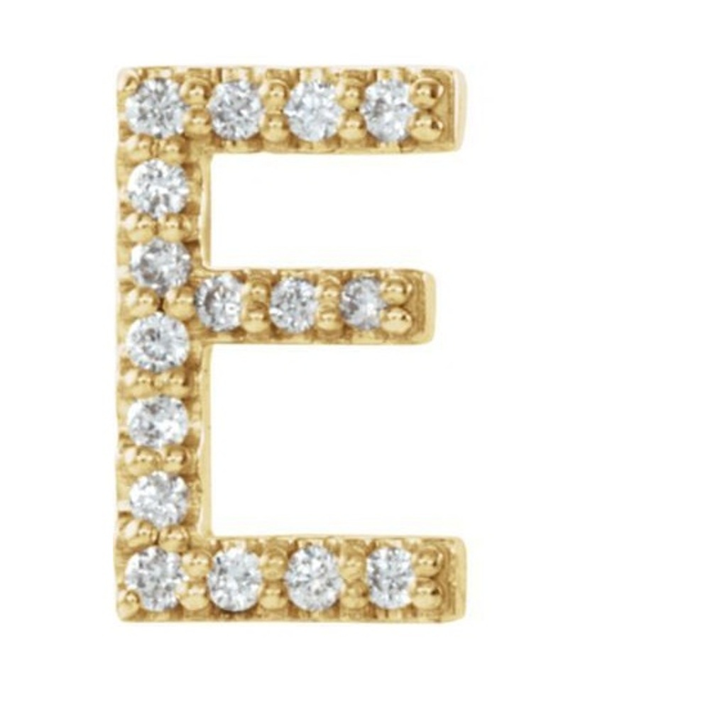 14k Yellow Gold Gold Diamond Letter 'E' Initial Stud Earring 