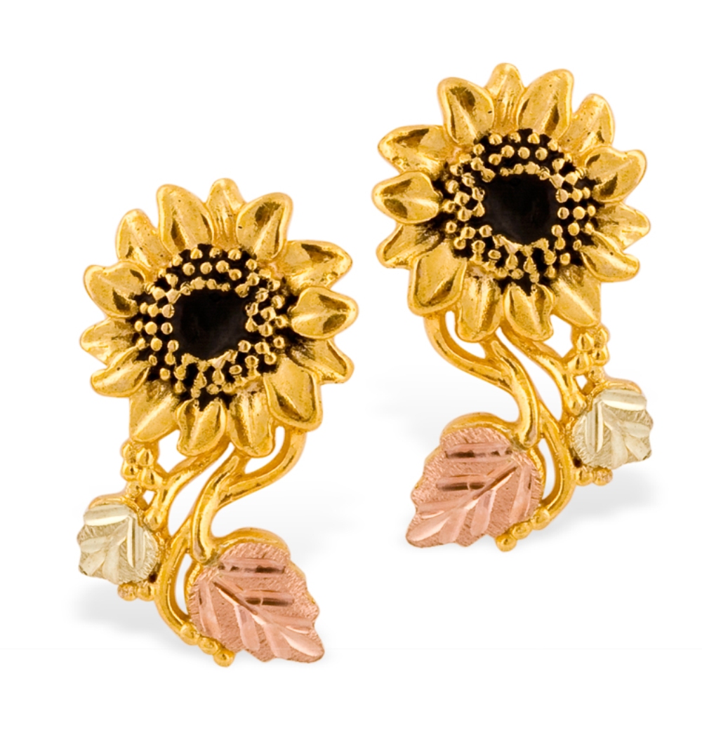 Black Hills Gold 10k Yellow Gold Earrings. 