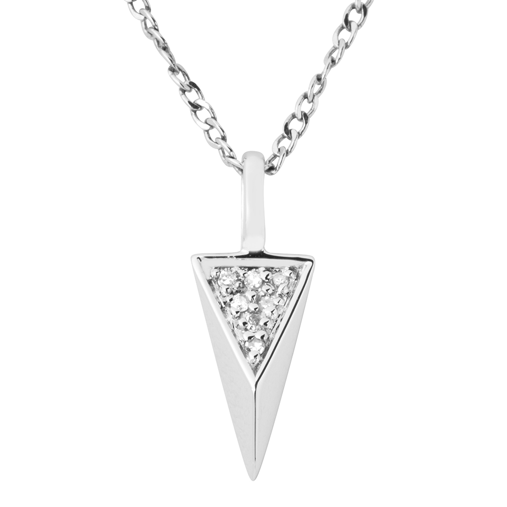 Triangle Pendant and Necklace, Sterling Silver