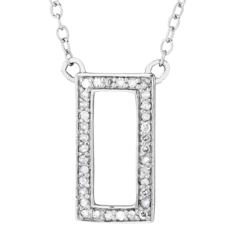 Rectangular Pendant and Necklace, Sterling Silver