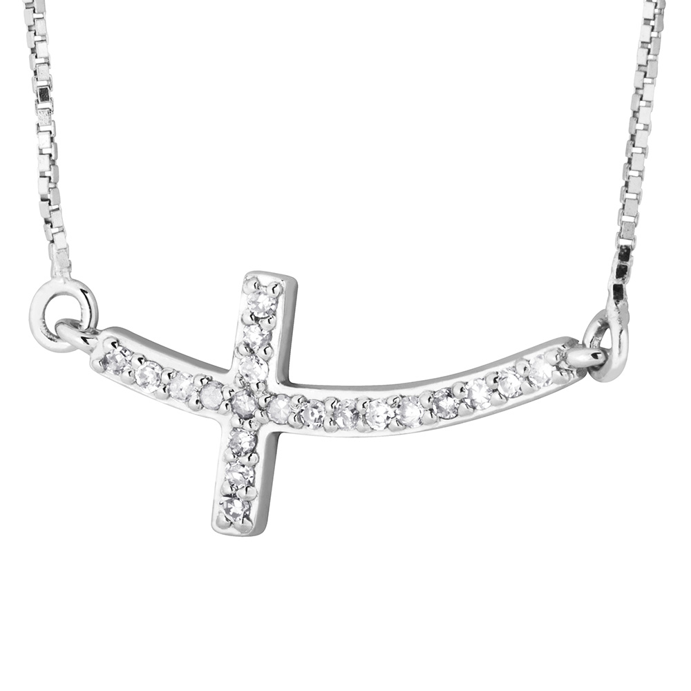 Cross Pendant Necklace, Sterling Silver.