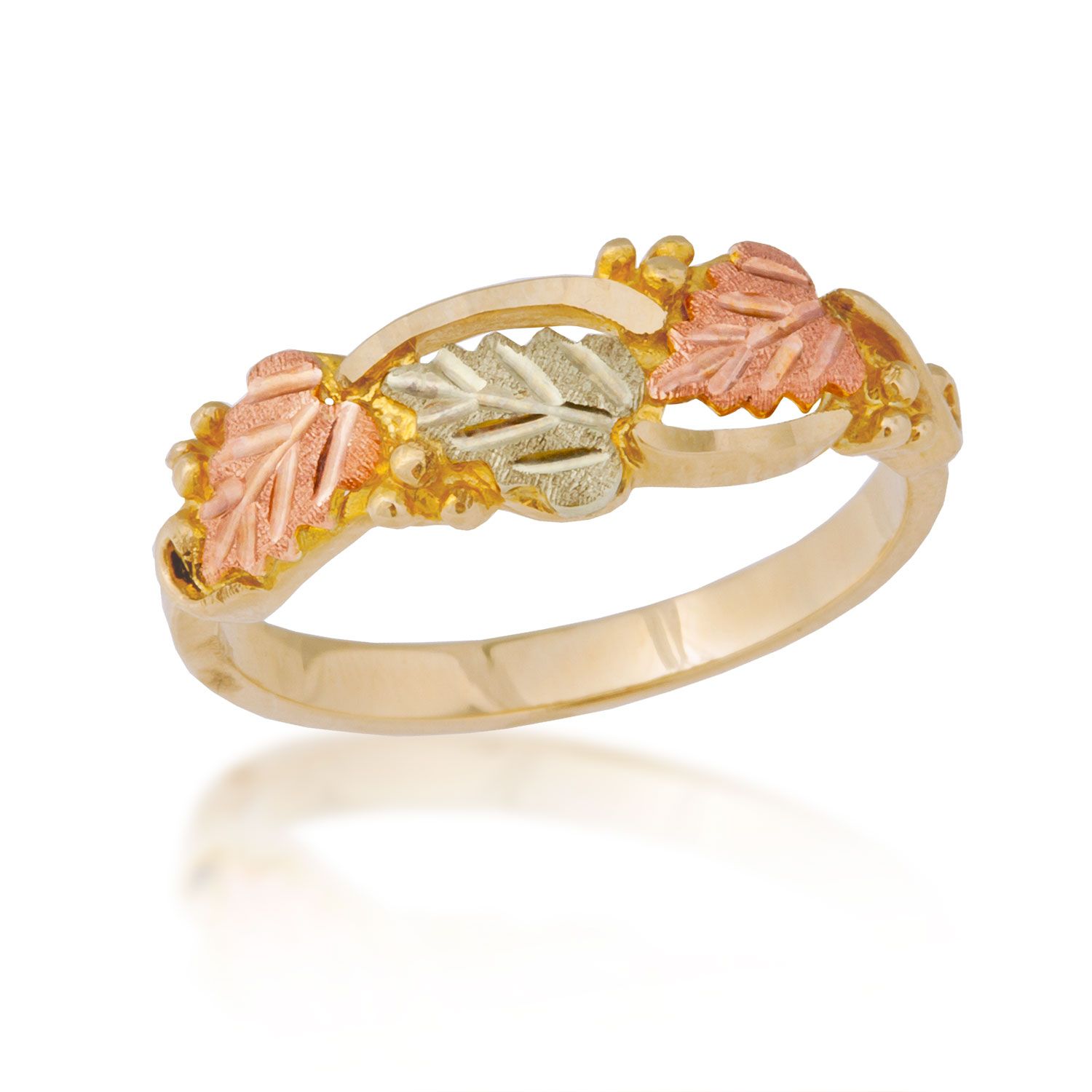 Yellow Gold Women's Ring with Black Hills Gold motif. 