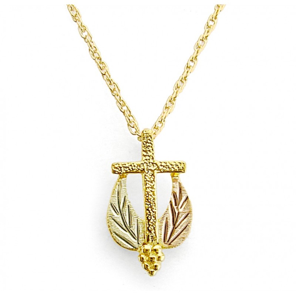 Cross Pendant Necklace with Leaves