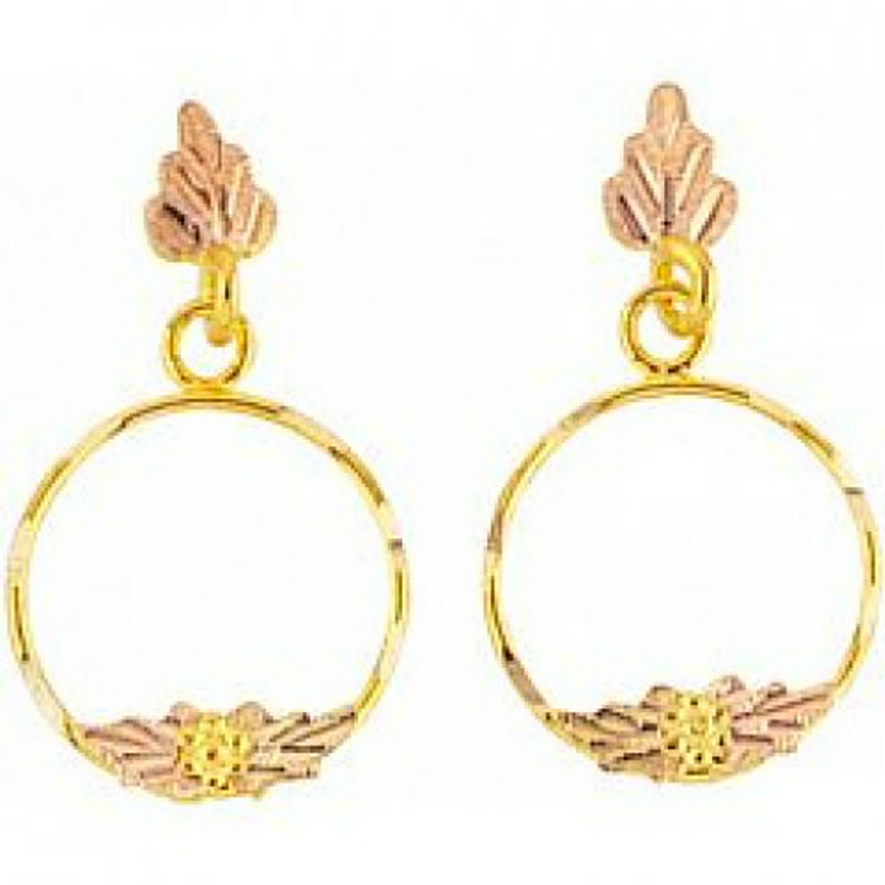 Black Hills Gold 10k Yellow Gold Earrings. 