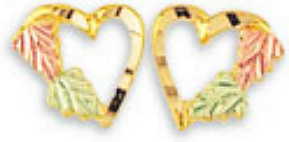 Diamond-Cut Baby Heart Earrings, 10k Yellow Gold, 12k Green and Rose Gold Black Hills Gold Motif