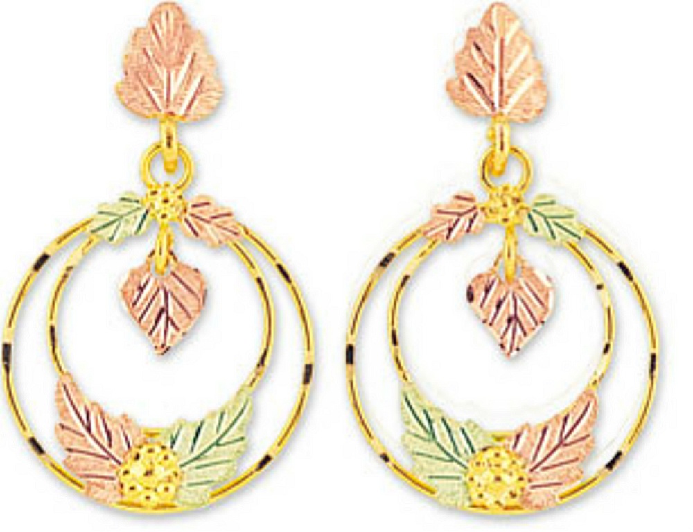 Black Hills Gold 10k Yellow Gold Earrings. 