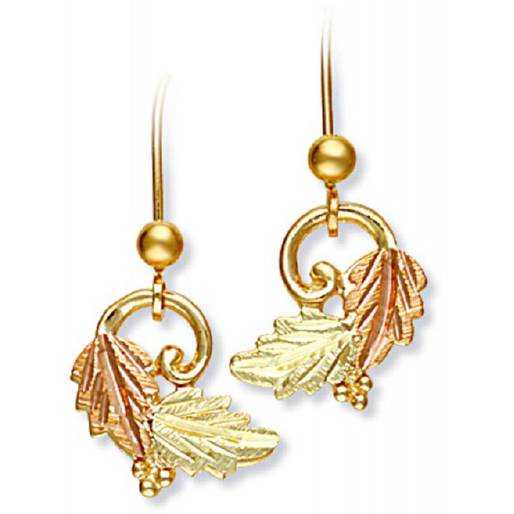 Black Hills Gold 10k Yellow Gold Earrings. 