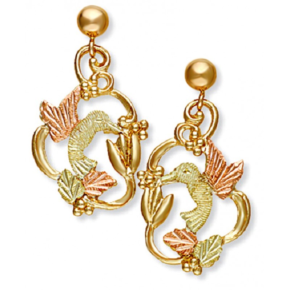 Hummingbird Earrings, 10k Yellow Gold