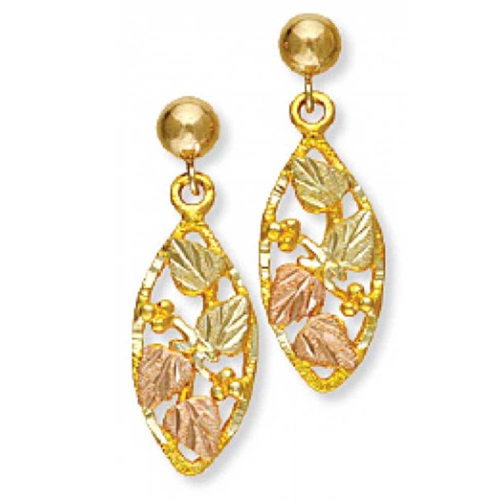 Marquise Dangle Earrings, 10k Yellow Gold