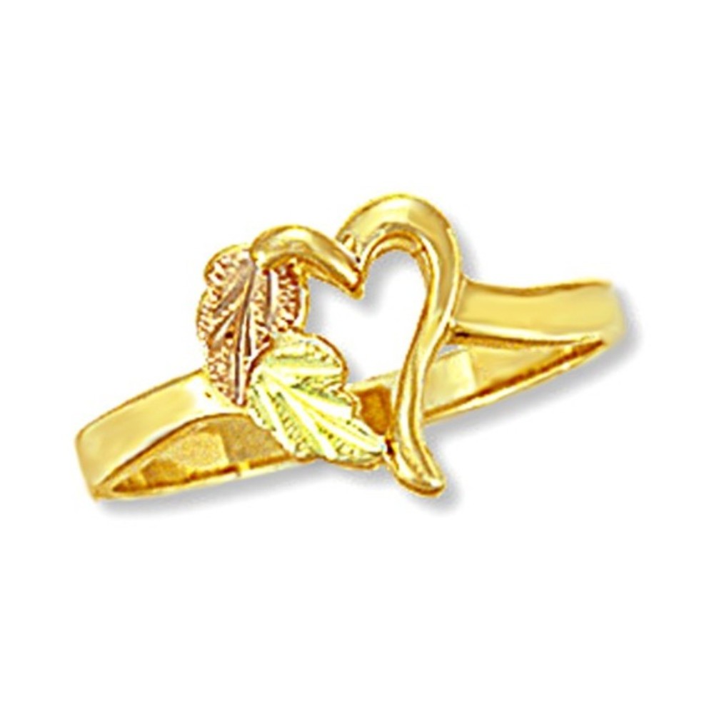 Heart shaped Ring, Black Hills Gold motif, 10kyg. 