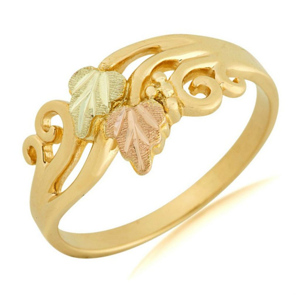 10k Yellow Gold Women's Ring with Black Hills Gold motif. 