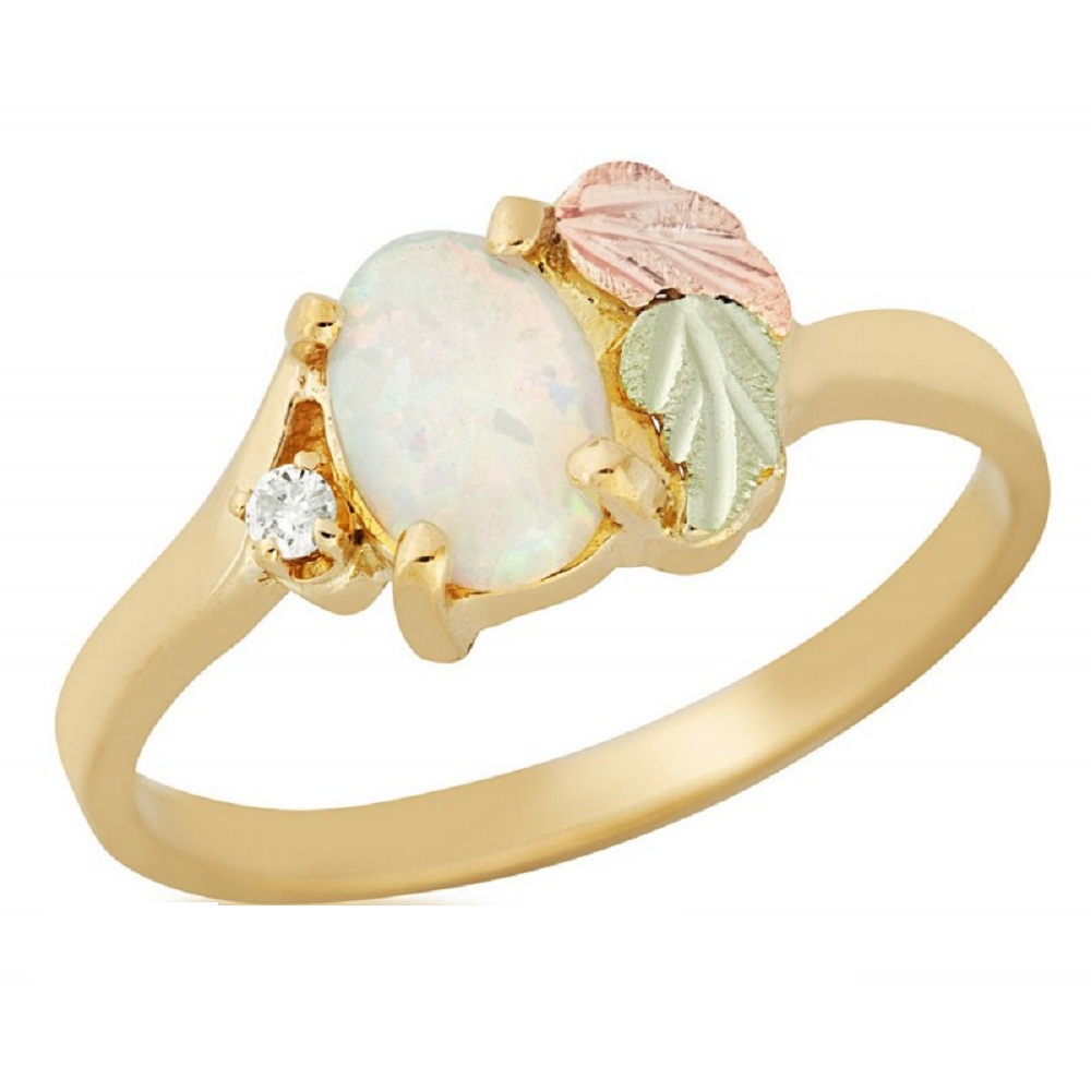 Opal and Diamond  Ring, Black Hills Gold motif. 
