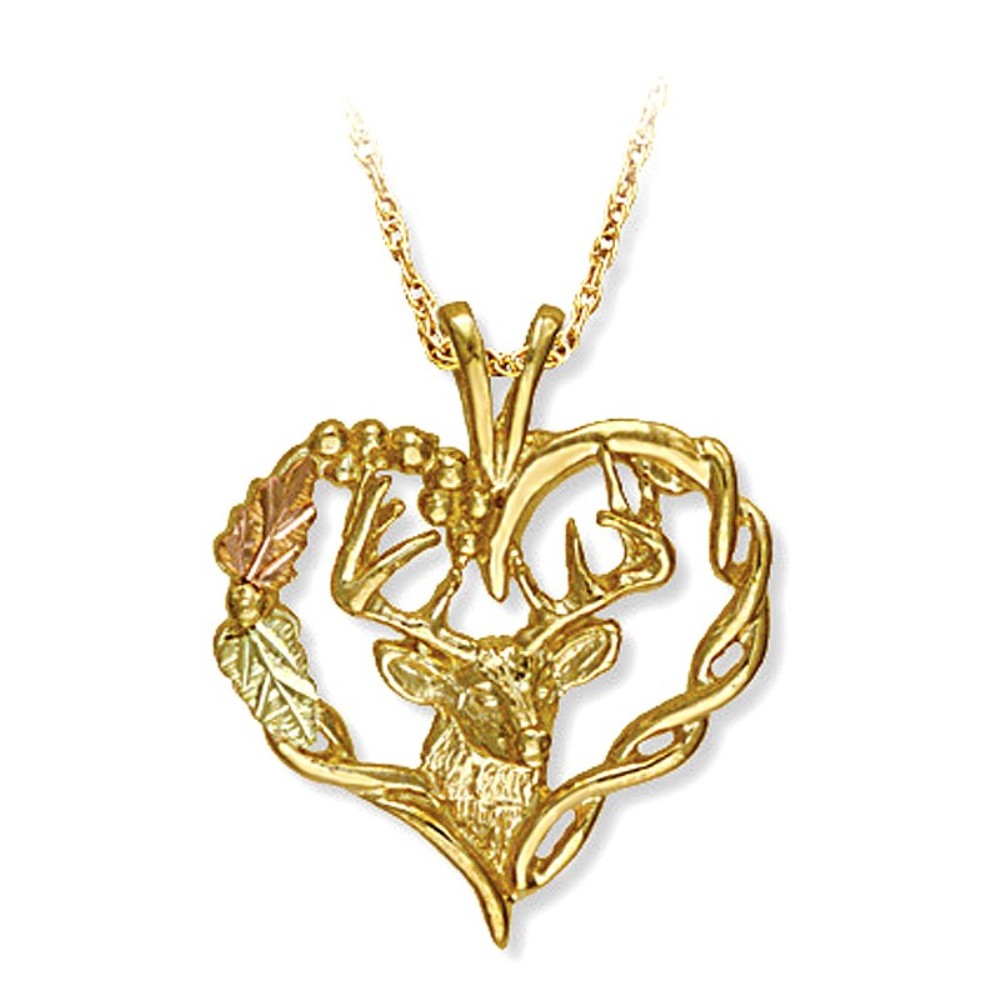 Heart Pendant with Deer's Head Necklace