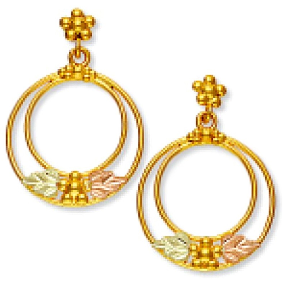 Circles Dangle Earrings, 10k Yellow Gold